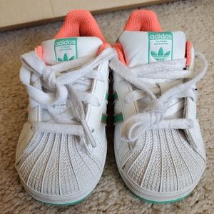 Adidas Superstar I Sneakers White Hi-Res Green GV6991 Toddler Size 8